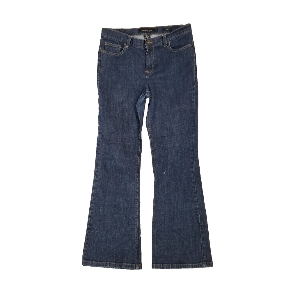 Calvin Klein jeans women's 10 regular fit Flair blue stretch denim pants 32x31